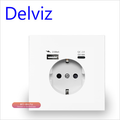 Настенная USB-розетка Delviz