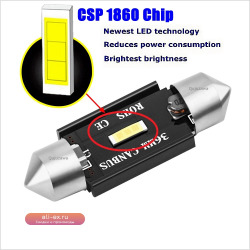 Новые светодиодные лампы Festoon CSP 31 мм 36 мм 39 мм 41 мм C5W C10W Супер яркий автомобильный купольный светильник Canbus без ошибок Автоматические внутренние лампы для чтения
