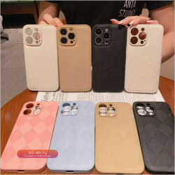 Противоударный чехол с кожаной текстурой для iPhone 15, 14, 13, 12, 11 Pro Max XR X XS 7, 8 Plus SE2022, мини-мягкий полный защитный чехол для камеры