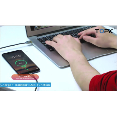 Кабель TOPK AN09 Micro USB, 2,4 А, для быстрой зарядки и синхронизации данных, для Android, кабель Micro USB мобильный телефон, для Samsung, Xiaomi, LG