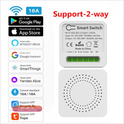 Мини смарт-переключатель Tuya Wi-Fi с функцией таймера и поддержкой приложений Alexa или Google Assistant
