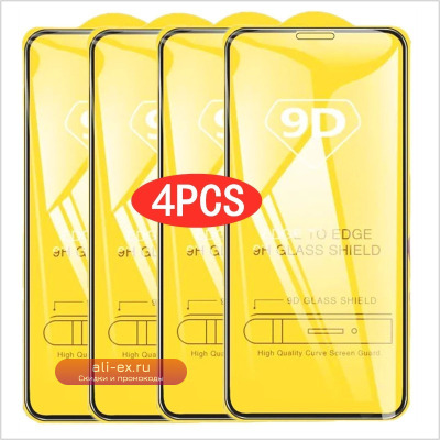 2/4 шт. 9D Защитное стекло для экрана для iPhone 14 13 12 11 15 Pro Max Защитное стекло для IPhone X XR XS Max 7 8 614 Plus