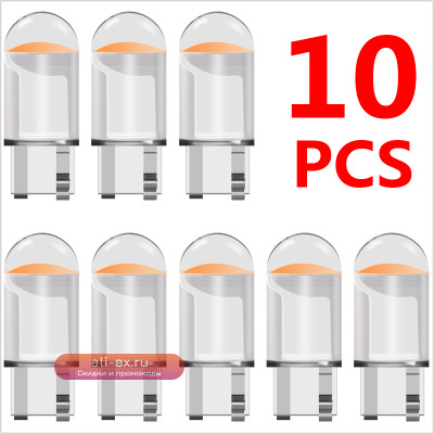 Светодиодный Светодиодная лампа T10 W5W Canbus Glass COB 6000k, лампа для чтения с куполом, габаритная лампа с клиновидным цоколем для номерного знака, 168 194 192, 12 В постоянного тока, белый, синий, красный