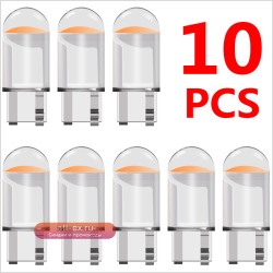 Светодиодный Светодиодная лампа T10 W5W Canbus Glass COB 6000k, лампа для чтения с куполом, габаритная лампа с клиновидным цоколем для номерного знака, 168 194 192, 12 В постоянного тока, белый, синий, красный