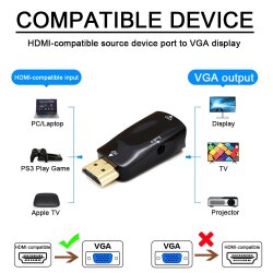 Адаптер HDMI-совместимый с VGA-кабелем, переходник «папа»-Мама, аудиоразъем 3,5 мм, HD 1080P для ПК, ноутбука, планшета