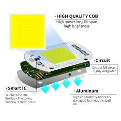 COB-чип для лампы, 110 В, В переменного тока, 10 Вт, 20 Вт, 30 Вт, 50 Вт