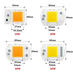 COB-чип для лампы, 110 В, В переменного тока, 10 Вт, 20 Вт, 30 Вт, 50 Вт