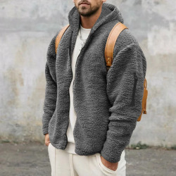 Куртка мужская двухсторонняя флисовая, утепленная уличная куртка с плюшевой подкладкой, с капюшоном, свободная повседневная одежда, зима