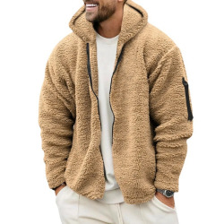 Куртка мужская двухсторонняя флисовая, утепленная уличная куртка с плюшевой подкладкой, с капюшоном, свободная повседневная одежда, зима