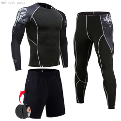 Мужская компрессионная спортивная одежда, рашгард/тайтсы/шорты, полиэстер/спандекс, размеры S-4XL, цвета и комплектация в ассортименте