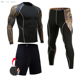 Мужская компрессионная спортивная одежда, рашгард/тайтсы/шорты, полиэстер/спандекс, размеры S-4XL, цвета и комплектация в ассортименте