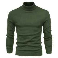 Модный мужской осенне-зимний свитер, плотные теплые пуловеры, высококачественные мужские базовые повседневные облегающие удобные свитера с высоким воротником