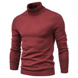 Модный мужской осенне-зимний свитер, плотные теплые пуловеры, высококачественные мужские базовые повседневные облегающие удобные свитера с высоким воротником