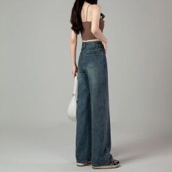 Женские свободные джинсы с широкими штанинами