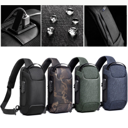 мужская сумка кросс- боди с кодовым замком, с USB-разъемом, водозащитная, цвета на выбор