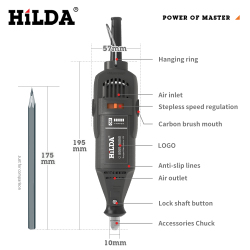 Электрическая дрель HILDA JD3321C, 130/200/400 Вт, 10000 об/мин, 3,2 мм, в ассортименте
