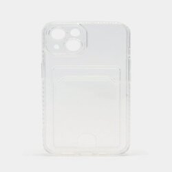 Чехол с карманом для карт на iPhone XR, 11, 12, 13, Pro, Pro Max, прозрачный силикон