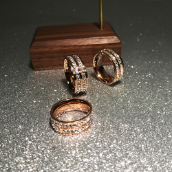 Doulbe ряды циркония кольцо для женщин мужчин полные звезды розовое золото цвет 18KGP нержавеющая сталь ювелирные изделия подарок Бесплатная доставка (GR209)