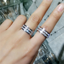 Doulbe ряды циркония кольцо для женщин мужчин полные звезды розовое золото цвет 18KGP нержавеющая сталь ювелирные изделия подарок Бесплатная доставка (GR209)
