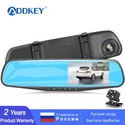 Автомобильный видеорегистратор ADDKEY 1080P, зеркало заднего вида 4,5 дюйма, FHD двойной объектив 24 часа вождения
