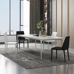Новый итальянский обеденный стол Rock Slate белый прямоугольный домашний мраморный обеденный стол для маленькой квартиры и стулья для ресторана