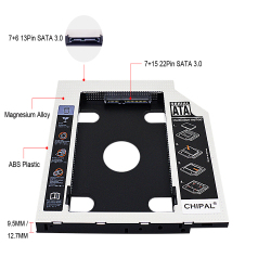 Переходник CHIPAL для установки второго жесткого диска 12,7 мм, 2,5 дюйма, 2 ТБ SATA 3,0, чехол для жесткого диска, корпус жесткого диска HD со светодиодной подсветкой для оптического привода ноутбука
