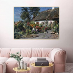 Пейзаж «Коттедж с цыплятами» Peder Mork Monsted, картина маслом на холсте, эстетичный Настенный декор, украшение для дома