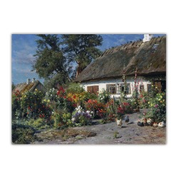 Пейзаж «Коттедж с цыплятами» Peder Mork Monsted, картина маслом на холсте, эстетичный Настенный декор, украшение для дома