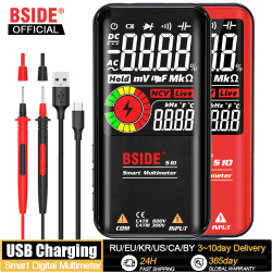 BSIDE Цифровой мультиметр умный электрик тестер USB зарядка T-RMS DC AC напряжение Емкость Ом Гц NCV Профессиональный мультитестер