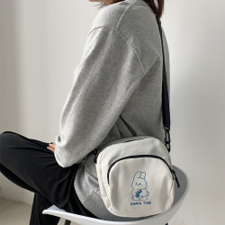 Холщовая женская сумка через плечо с милым Кроликом, повседневный мессенджер для девушек и студентов, винтажный Дамский кошелек для телефона, Сумочка на плечо