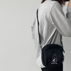 Холщовая женская сумка через плечо с милым Кроликом, повседневный мессенджер для девушек и студентов, винтажный Дамский кошелек для телефона, Сумочка на плечо