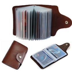 Чехол-кошелек женский из натуральной кожи, 26 отделений для банковских карт