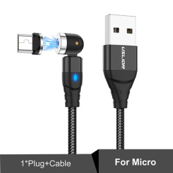 Магнитный кабель USLION с поворотом на 540 градусов Micro USB Type C телефонный кабель для iPhone11 Pro XS Max Samsung Xiaomi USB шнур провод кабель