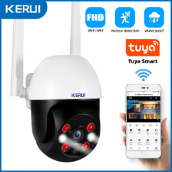 KERUI 3MP 5MP PTZ WiFi IP Беспроводная камера Tuya умная уличная Домашняя безопасность 4X цифровая купольная камера видеонаблюдения