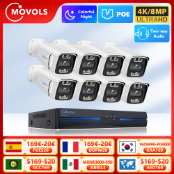 MOVOLS 8CH 5MP 8MP POE камера безопасности Система двухсторонняя аудио 8MP NVR комплект CCTV наружная IP камера H.265 P2P видео наблюдение набор