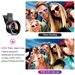 Комплект объективов APEXEL для телефона, 0,45x Супер широкоугольный и 12,5x Макро микро объектив, HD Объективы для камеры для iPhone 6S 7 Xiaomi и других сотовых телефонов