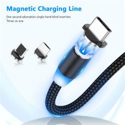 Магнитный кабель Suhach USB Type-C/Micro/Lightning для телефонов iPhone/Android, 2.4A, 1/2 м