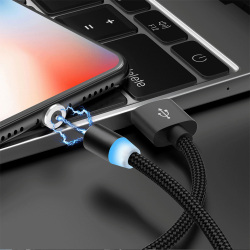 Магнитный кабель Suhach USB Type-C/Micro/Lightning для телефонов iPhone/Android, 2.4A, 1/2 м