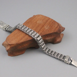 Браслет мужской из настоящего серебра S925 пробы, широкий серебряный властительный браслет с бусинами сутры 12 мм, 18,5 куб. См, подарок для парня