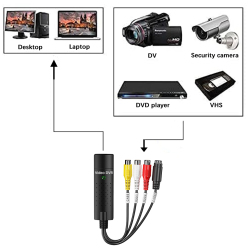 USB-Карта видеозахвата Easy Cap VHS VCR Mini DV Hi8 DVD к цифровому преобразователю RCA/S-Video к USB 2,0 запись аудио и видео