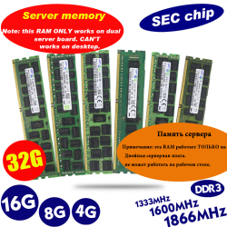 Чип SEC, 16 ГБ, 8 ГБ, 4 ГБ, 16 ГБ, 8 ГБ, 4G, DDR3 2RX4, PC3-10600R 12800R 14900R, ECC REG, 1866 МГц, 1600 МГц, 1333 МГц, ОЗУ для ПК, Серверная память, ОЗУ 1066