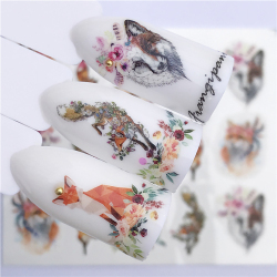 наклейки на ногти ，дизайн ногтей ，Слайдеры для ногтей украшения ，слайдеры，детские наклейки на ногти，зимние Наклейка для Лось волк животные наклейка рисунок Переводные Цветы бабочки водяной слайдер детские
