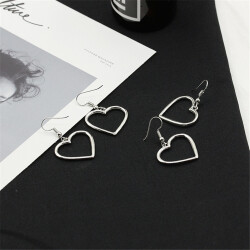 Серьги-каффы женские, ажурные, в форме сердца, простой дизайн, серебристый цветов, A197