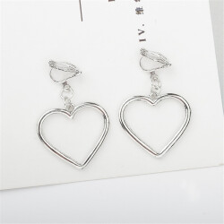 Серьги-каффы женские, ажурные, в форме сердца, простой дизайн, серебристый цветов, A197