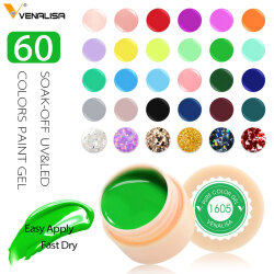 VENALISA 60 однотонных цветов s краска гель для ногтей дизайн горячая распродажа замачиваемый УФ светодиодный цветной лак для ногтей гель лак для ногтей