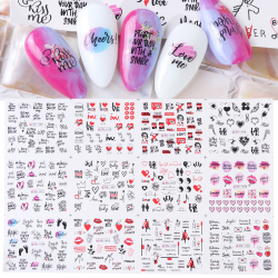 Слайдеры для ногтей, с надписями и цветами, 12 шт., GLBN1489-1500