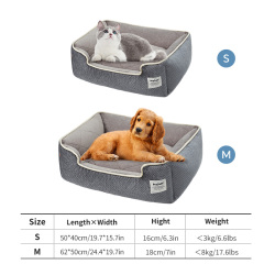 Кровать для собаки Кровати с нескользящим дном Моющаяся устойчивая к укусам подушка для собак Мягкие квадратные плюшевые кровати для собак Большие кровати среднего размера для собак и кошек