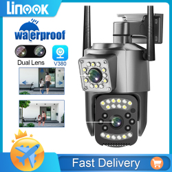 Камера видеонаблюдения Linook V380 Pro, 4G, SIM-карта, Wi-Fi, 4K, 8 Мп, беспроводная наружная камера видеонаблюдения, IP-камера безопасности