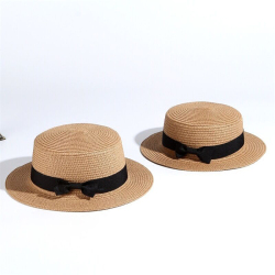 2022 простая летняя пляжная шляпа для родителей и детей, Женская Повседневная Панама, женская брендовая шляпа, плоский бант края, соломенная шляпа для девочек