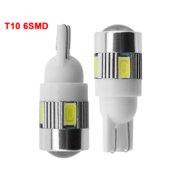 2 светодиодные лампы T10 6SMD 12V белый 6500K светодиодный сигнал 10SMD автомобиль купол багажник номерной знак клиновидный боковой фонарь 5W5 194